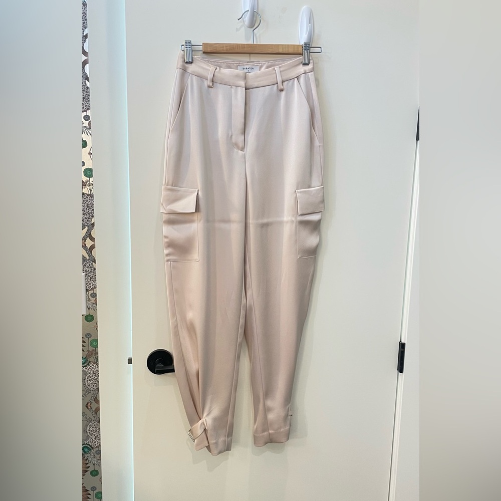 Babaton Cream Satin Cropped Pants